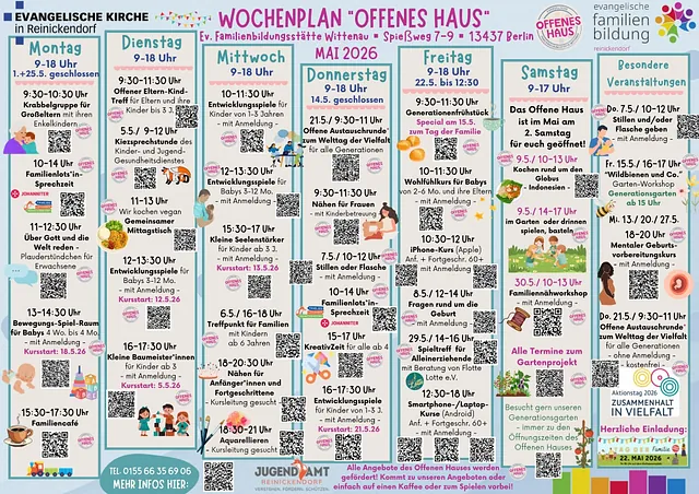 Wochenplan Offenes Haus im Mai 2026