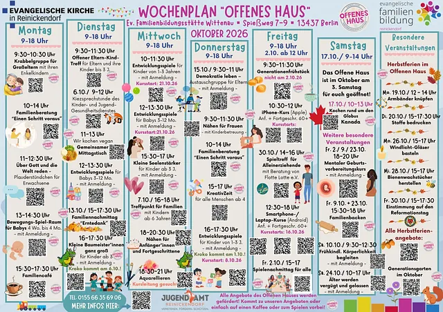 Wochenplan Offenes Haus im Oktober 2026