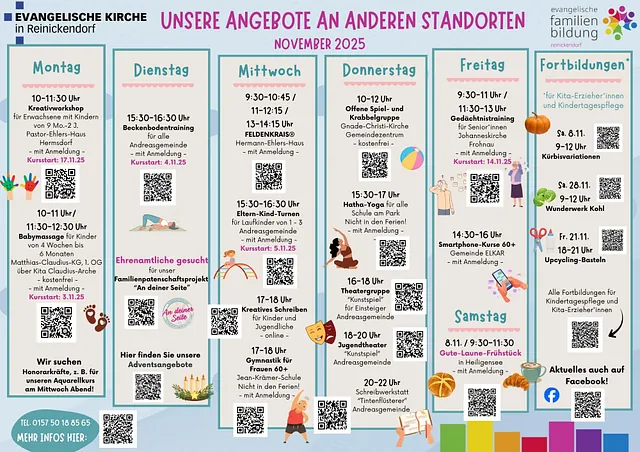 Wochenplan Angebote an anderen Standorten im Oktober 2025