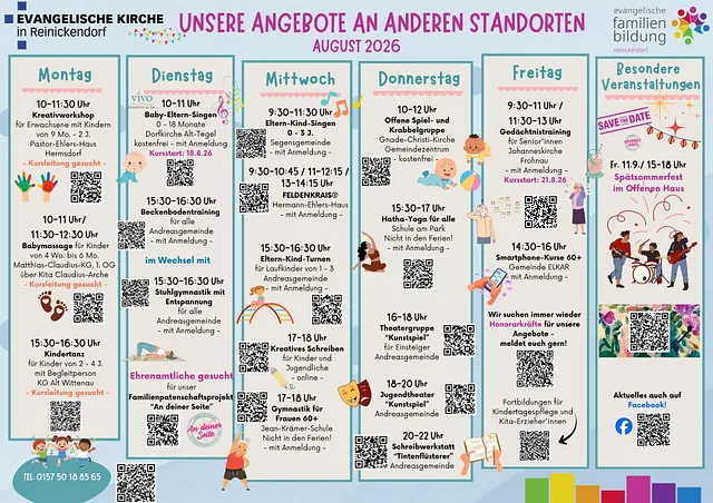 Wochenplan Angebote an anderen Standorten im August 2026