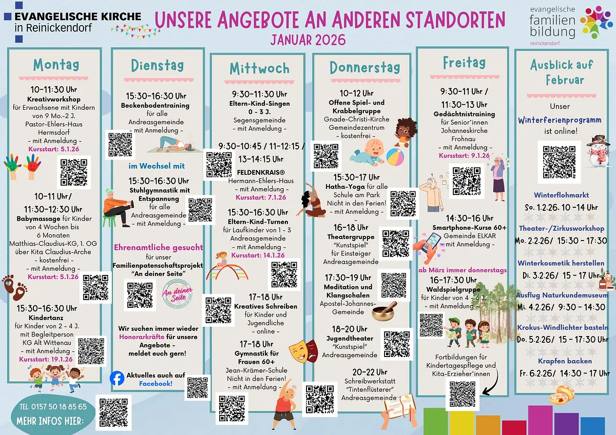 Wochenplan Offenes Haus im Januar 2026