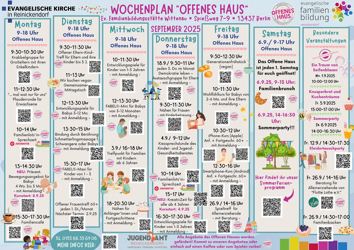 Wochenplan Offenes Haus im September 2025