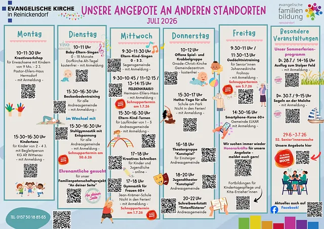 Wochenplan Angebote an anderen Standorten im Juli 2026
