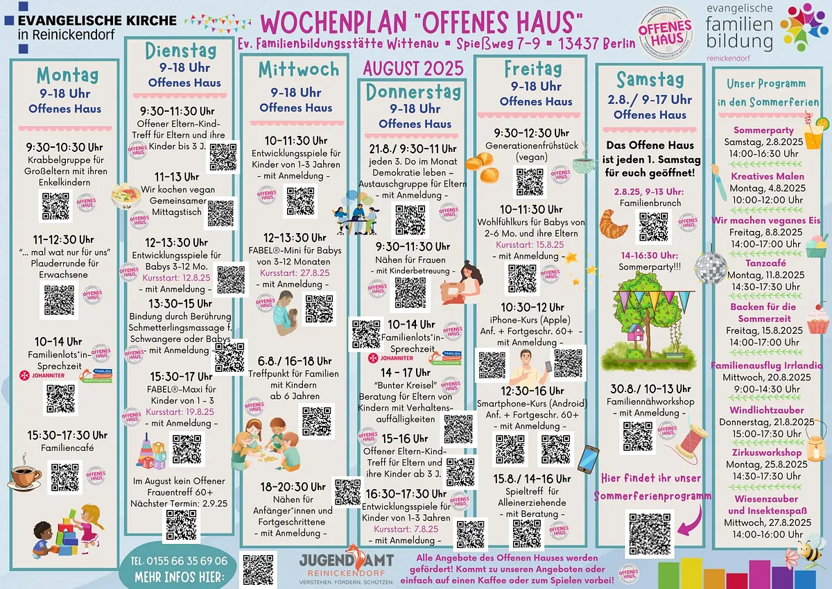 Wochenplan Offenes Haus im August 2025