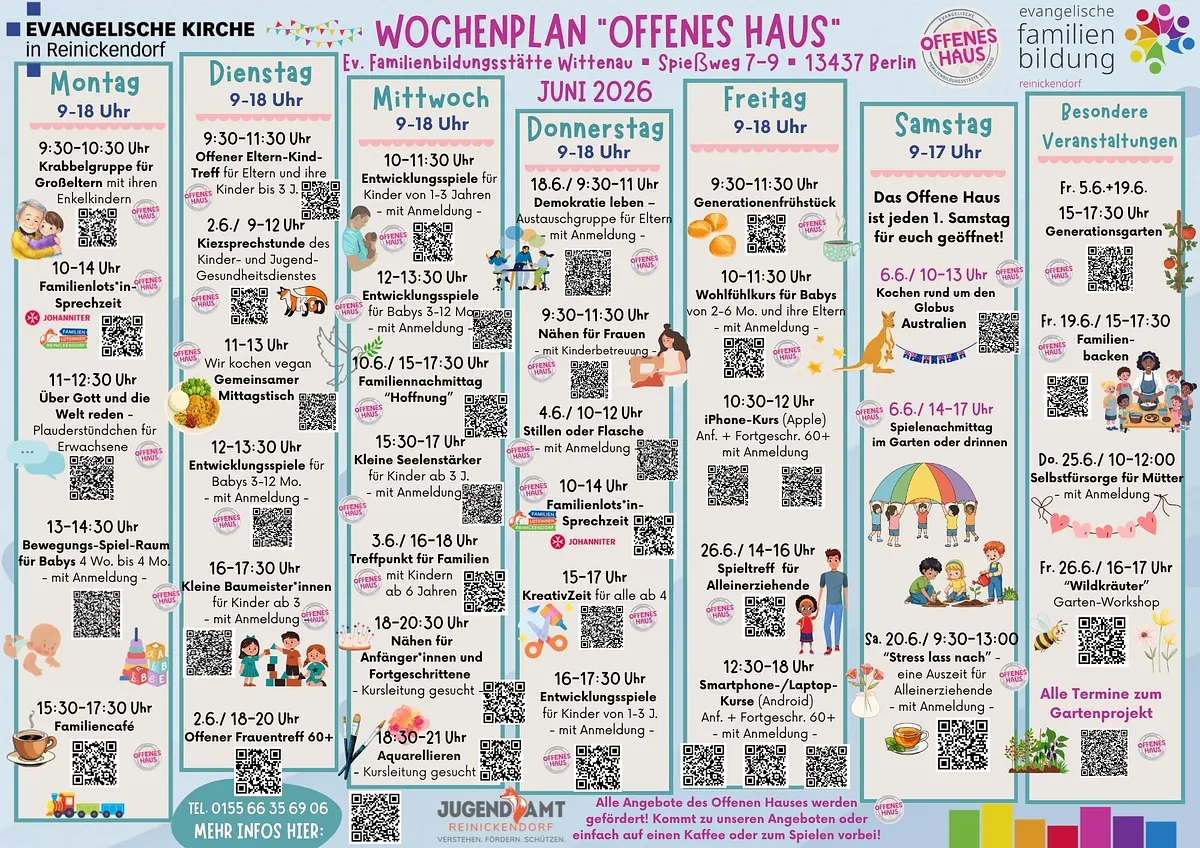 Wochenplan Offenes Haus im Juni 2026