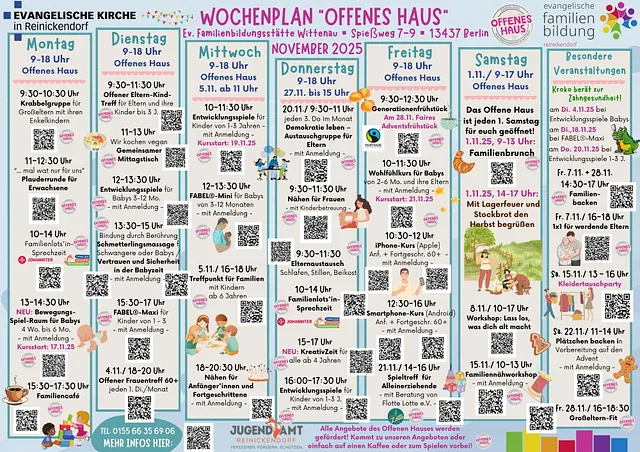 Wochenplan Offenes Haus im Oktober 2025