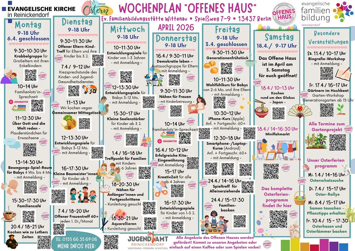 Wochenplan Offenes Haus im April 2026