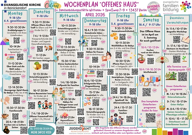 Wochenplan Offenes Haus im April 2026