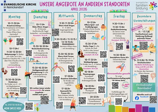 Wochenplan Angebote an anderen Standorten im April 2026