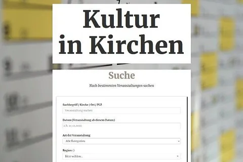 Grafik mit Suchmaske für Veranstaltungen im Portal 'Kultur in Kirchen'