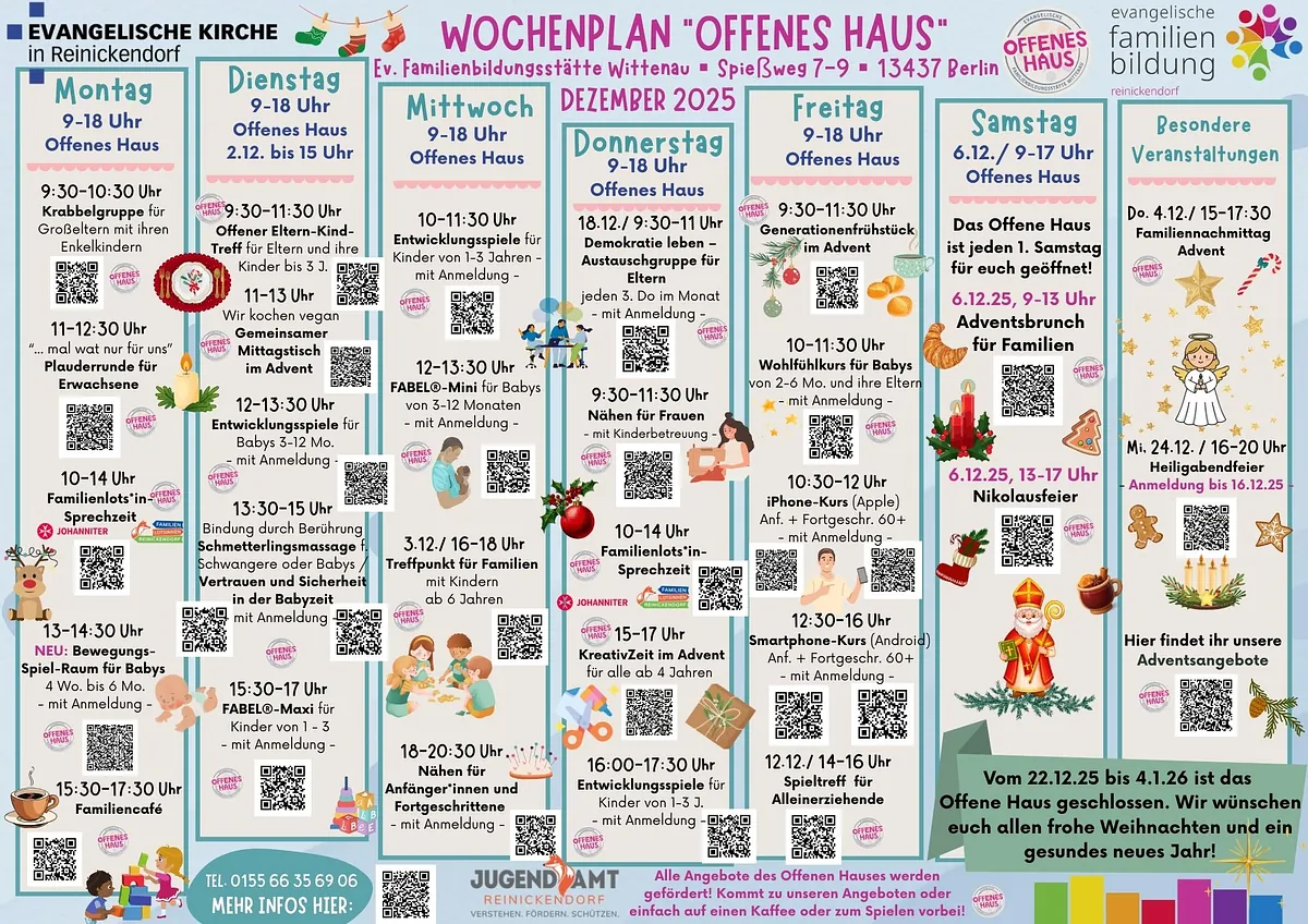 Wochenplan Offenes Haus im Dezember 2025