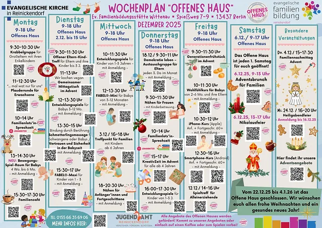 Wochenplan Offenes Haus im Dezember 2025