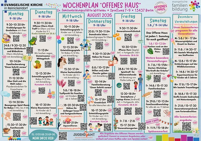 Wochenplan Offenes Haus im August 2026